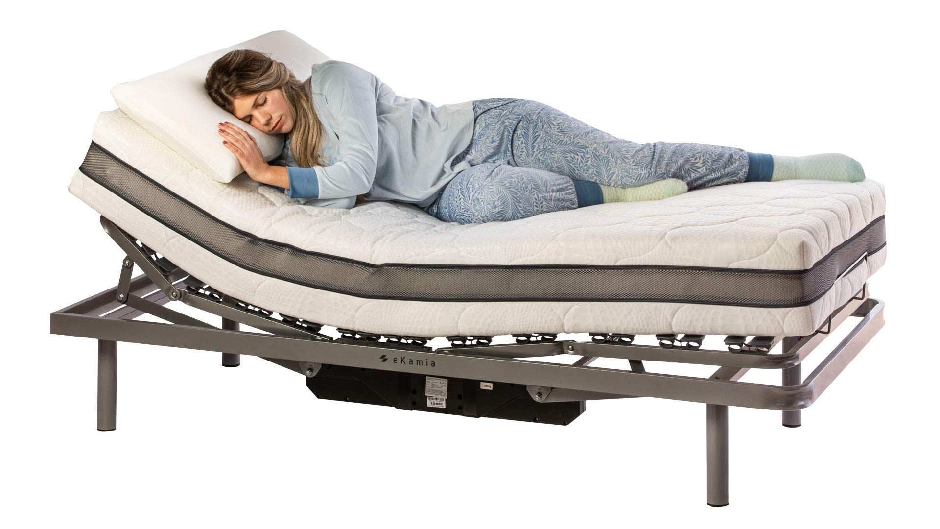 ekamia - ERIS Cama Articulada Eléctrica + Colchón Hapi - 135cm x 190cm, Mando con Cable