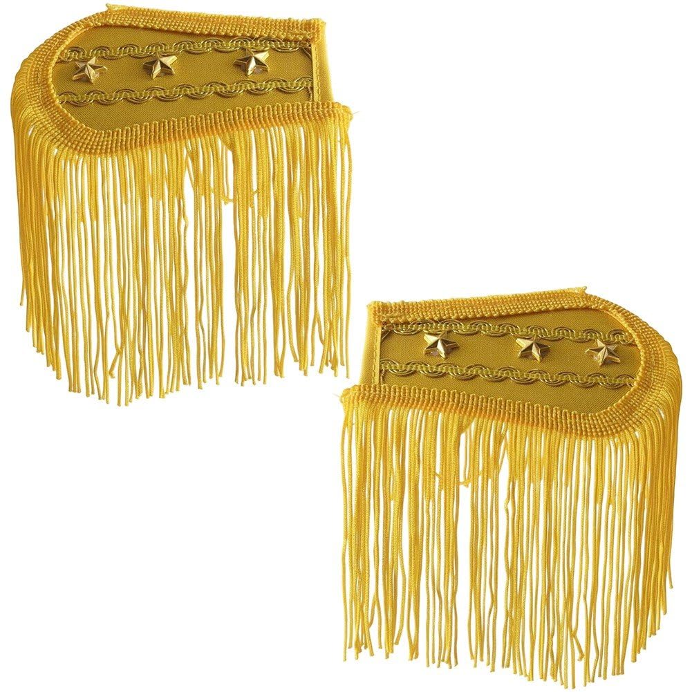 Fituenly 2pcs Fringe Epaulettes with Tassel & Pins, Punk Gold Shoulder Pads for Costume Accessories, Fringed Shoulder Epaulette