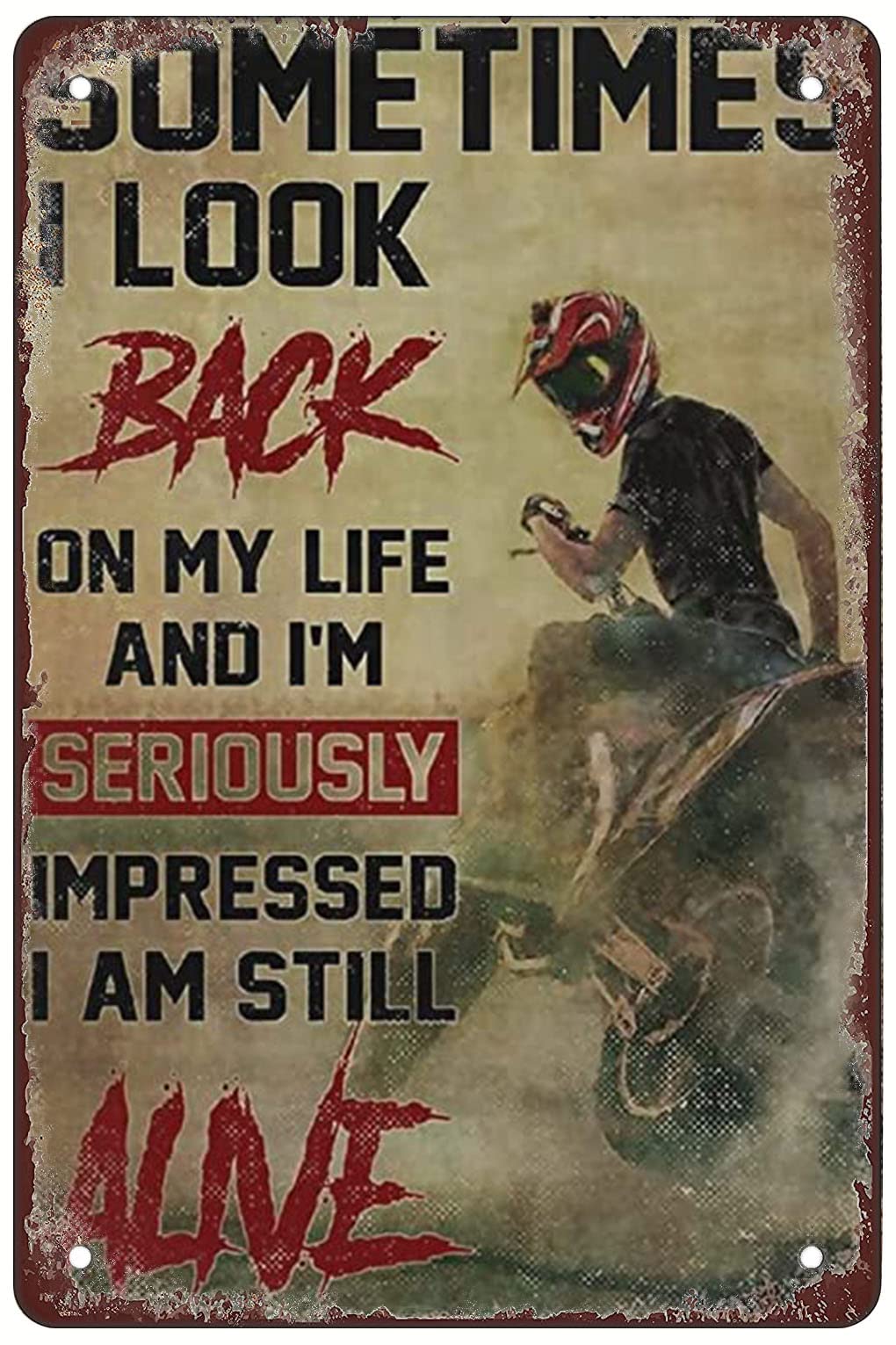 Dirt Bike Motorcycle Funny Coffee Metal Tin Sign For Home Office Coffee Bar Decor 8x12inch