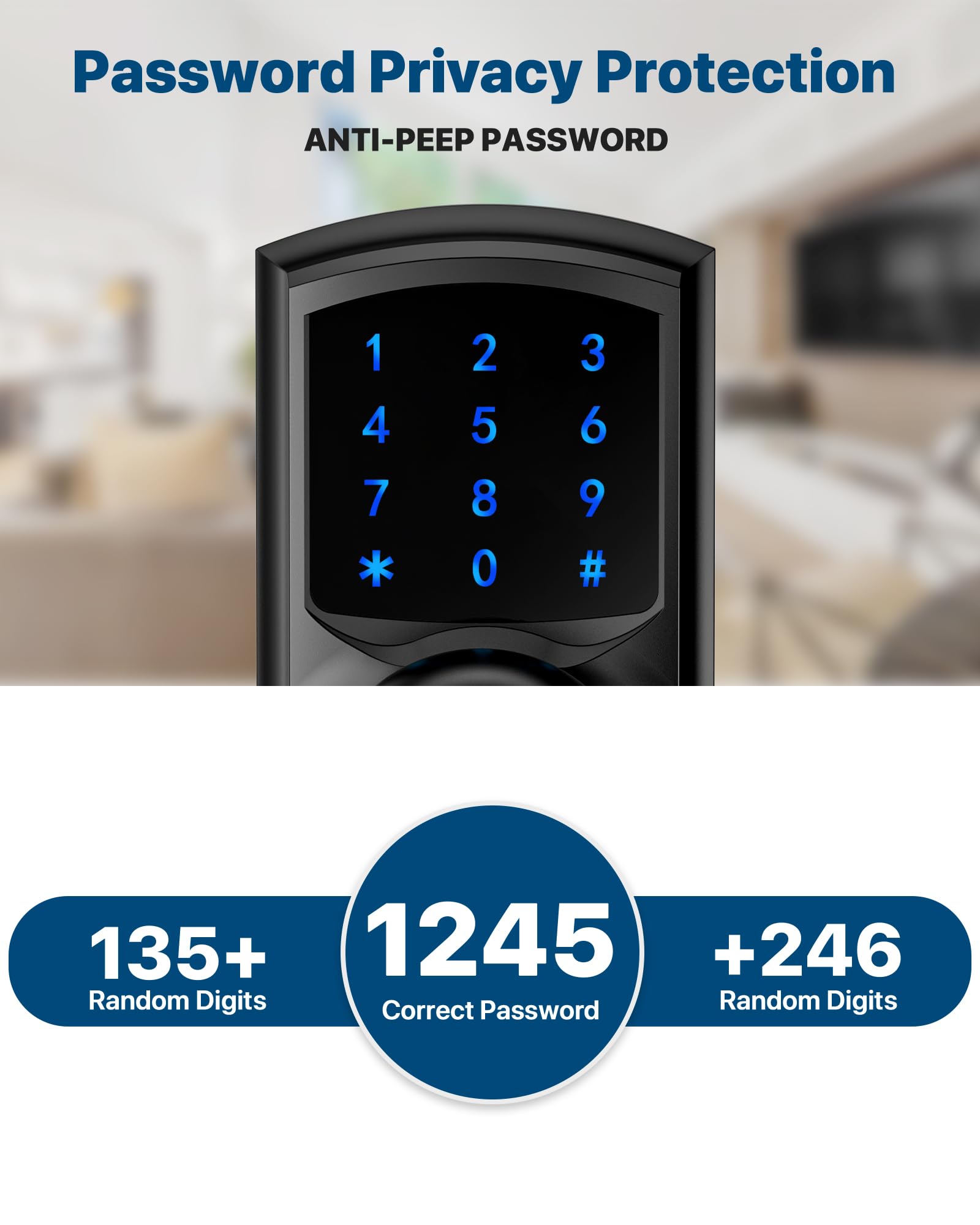 Hidalife Serratura per porta d'ingresso senza chiave, manopola con maniglia, serrature intelligenti per porta d'ingresso, garage camera da letto casa, touchscreen, one-slide per modalità passaggio,