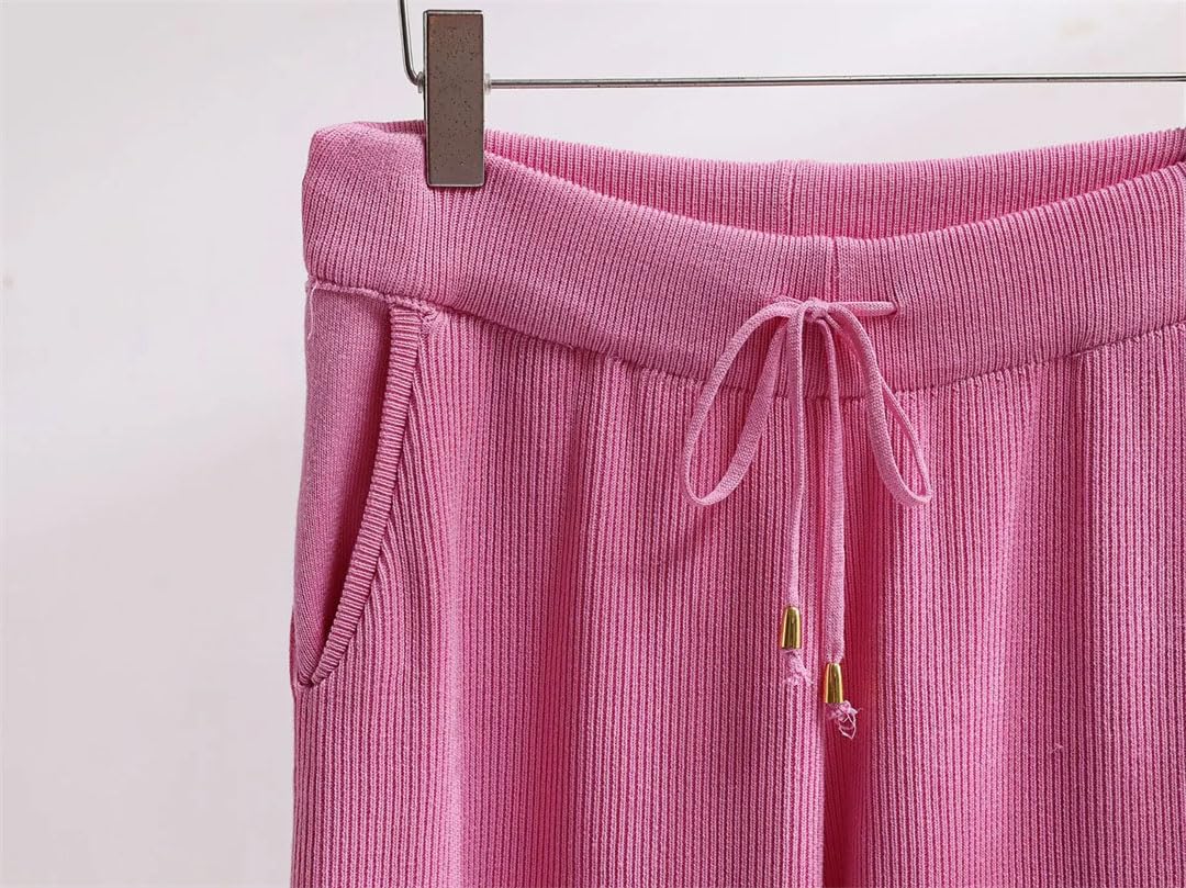 Set di 2 pezzi da donna con cappuccio, maglieria, maglione, top, completi