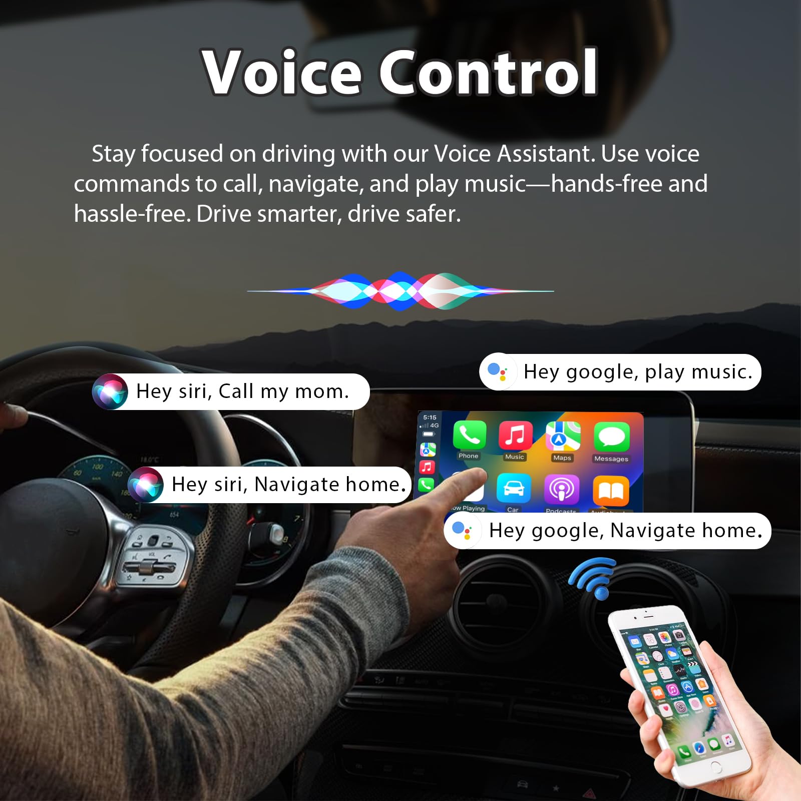 Adattatore per auto wireless CarPlay e Android 2 in 1: compatibile con Apple CarPlay, Android Auto, Plug & Play, connessione wireless veloce