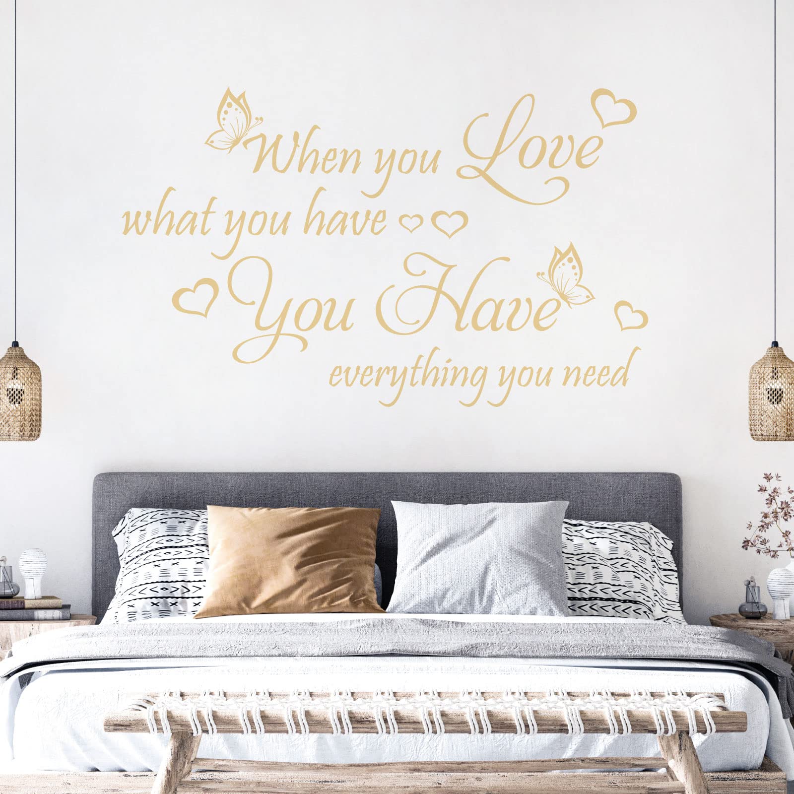 When You Love What You Have, You Have Everything ... - Quote Decal Wall Sticker [XLarge] [Cream]
