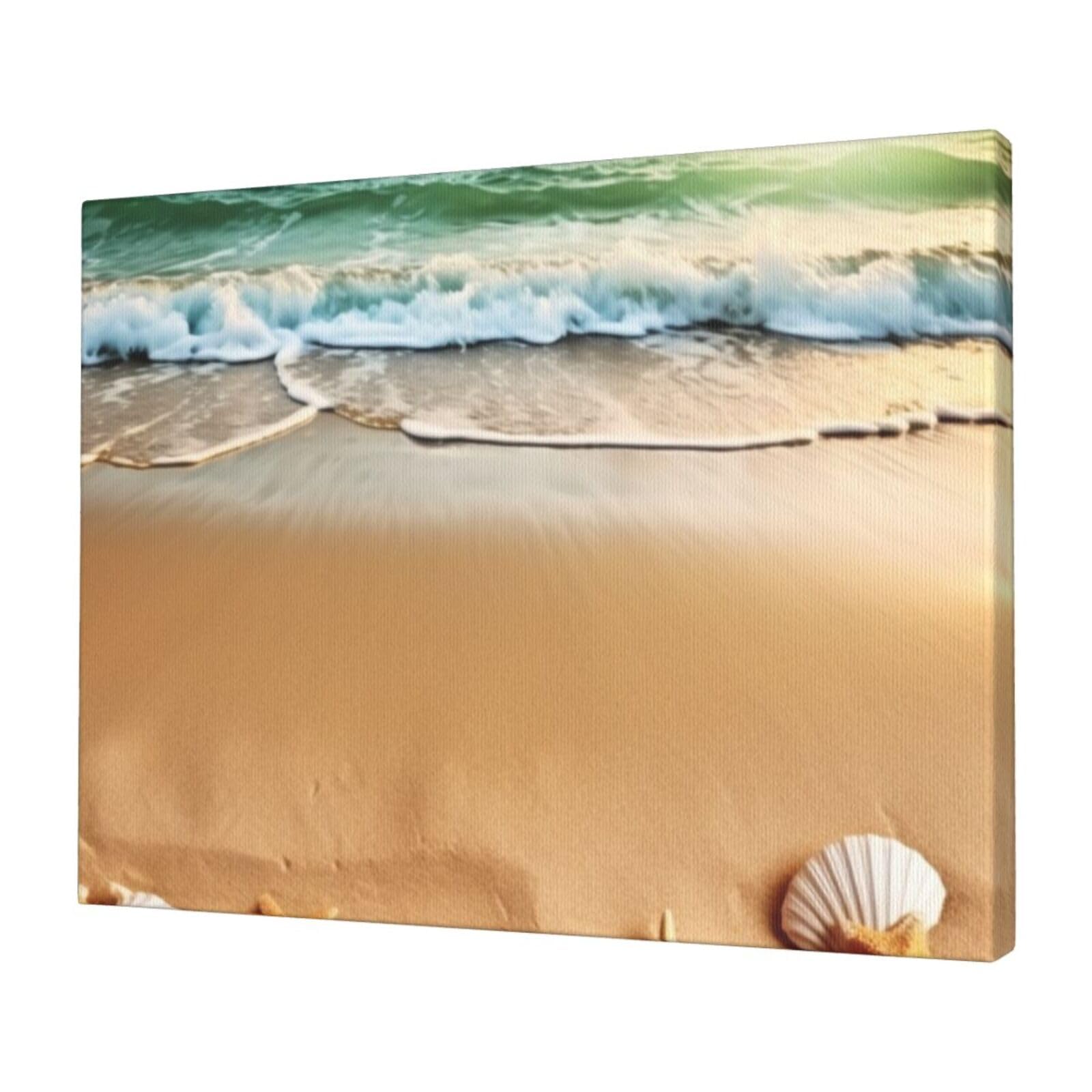 KLOPH Ocean Beach Theme Canvas Wall Art for Living Room 12"x16" Modern Artwork Painting for Bathroom Hanging Canvas Prints Aesthetic Wallart for Bedroom Kitchen Office Wall Decor