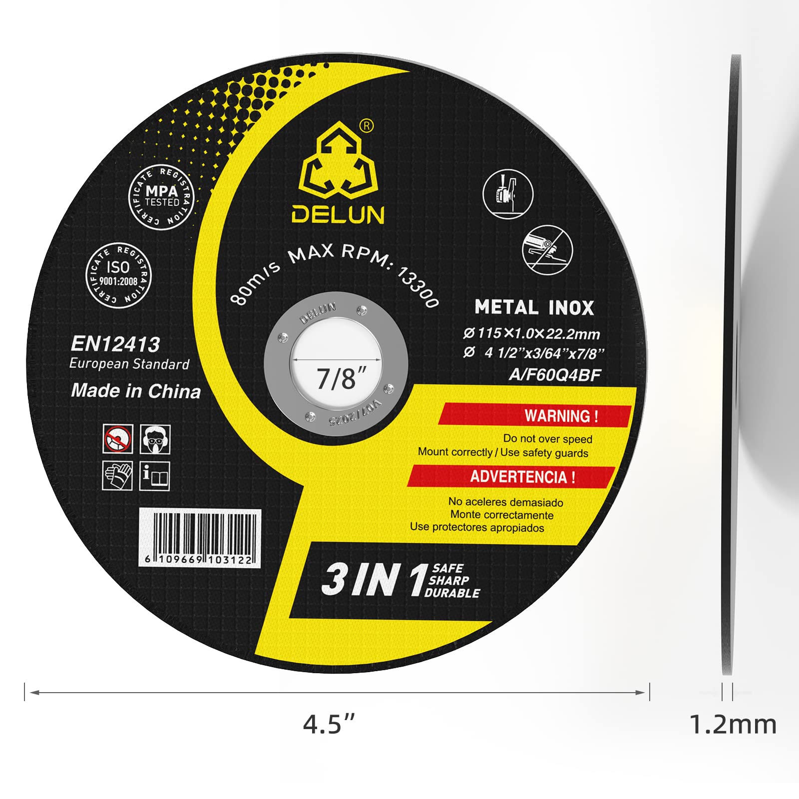 DELUN Ruedas de corte de 4 1/2 pulgadas, paquete de 27 ruedas de corte de metal fino y acero inoxidable, disco de corte profesional rápido 4-1/2 x .045 x 7/8 para amoladora angular