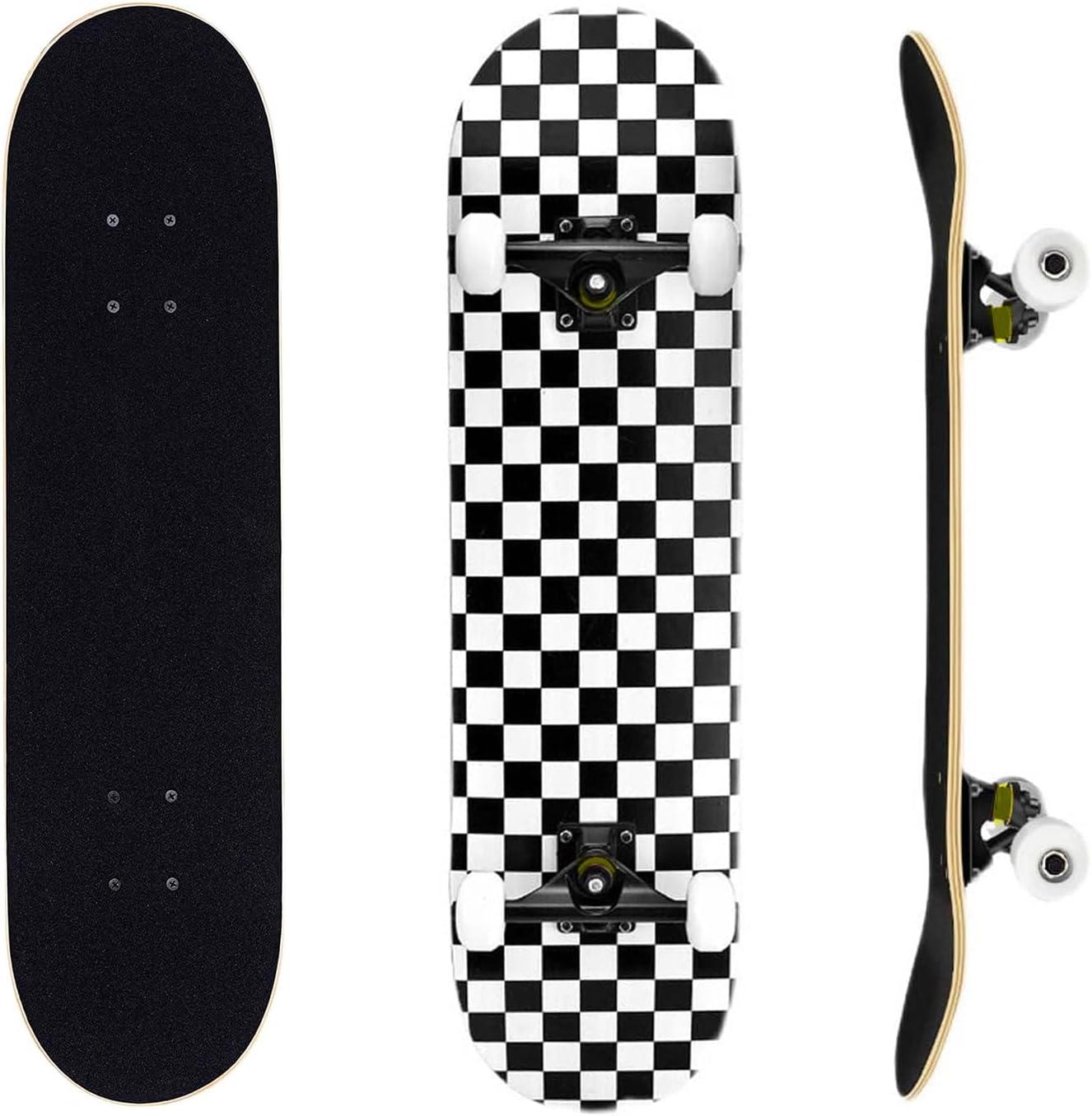 ERNAN Complete Skateboard for Beginners,31 x 8 Inch Double Kick Skateboard for Kids Teenagers & Adults. with Skate T-Tool.