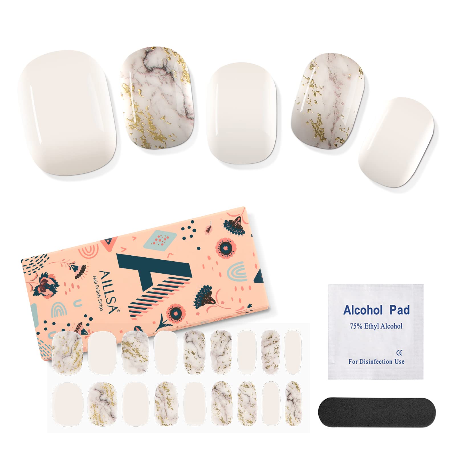 Amazon | AILLSA公式 ジェルネイルシール ネイルシール 金糸白玉 