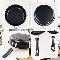 Vista 4 de Flylin 2 PCS Skillet Set, Portable Mini Frying Pan with Marble Coating Non-Stick and Heat Resistant Handle, Skillet Deeper Skillet Pan for home