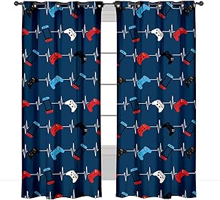 GAMER For Life Eyelet Curtains - 66' Wide x 72' Drop - Gaming Controller Design - Polycotton