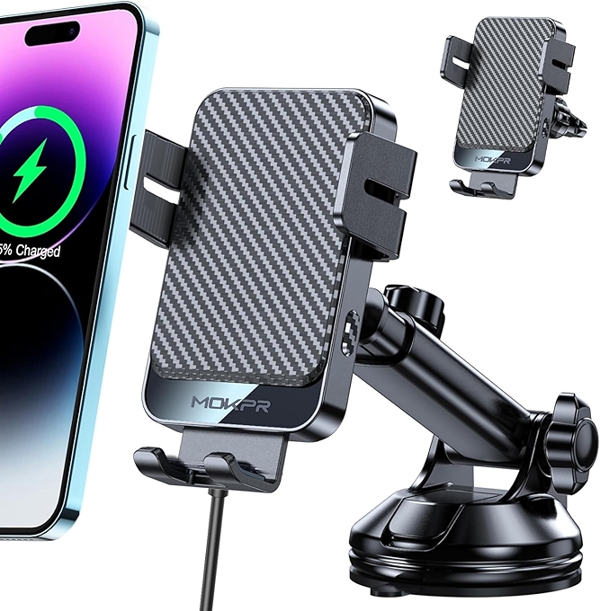 MOKPR 15W无线车载快充车载手机支架适用于iPhone和三星旗舰机