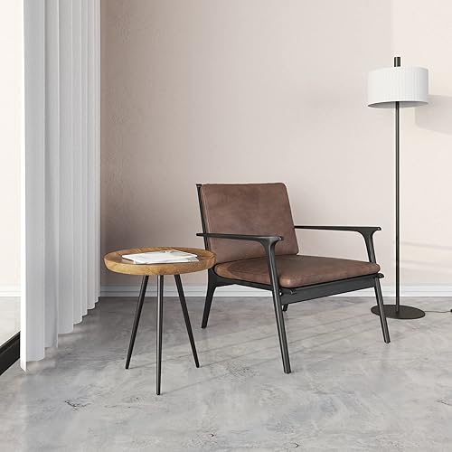 Miniatura 15 de MH London Mesa auxiliar moderna, mesa auxiliar Dilan de tres pines. Mesita de noche pequeña hecha a mano de diseño exclusivo. Mesa auxiliar redonda