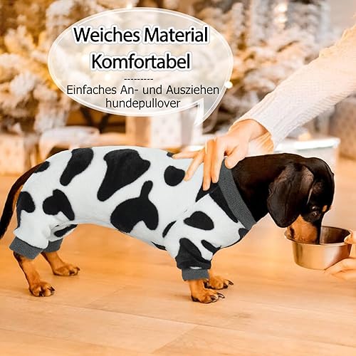 Miniatura 4 de DENTRUN Ropa cálida de invierno para perros pequeños, disfraz divertido de suéter de vaca con leche, disfraz de perro y gato, pijama de franela suave