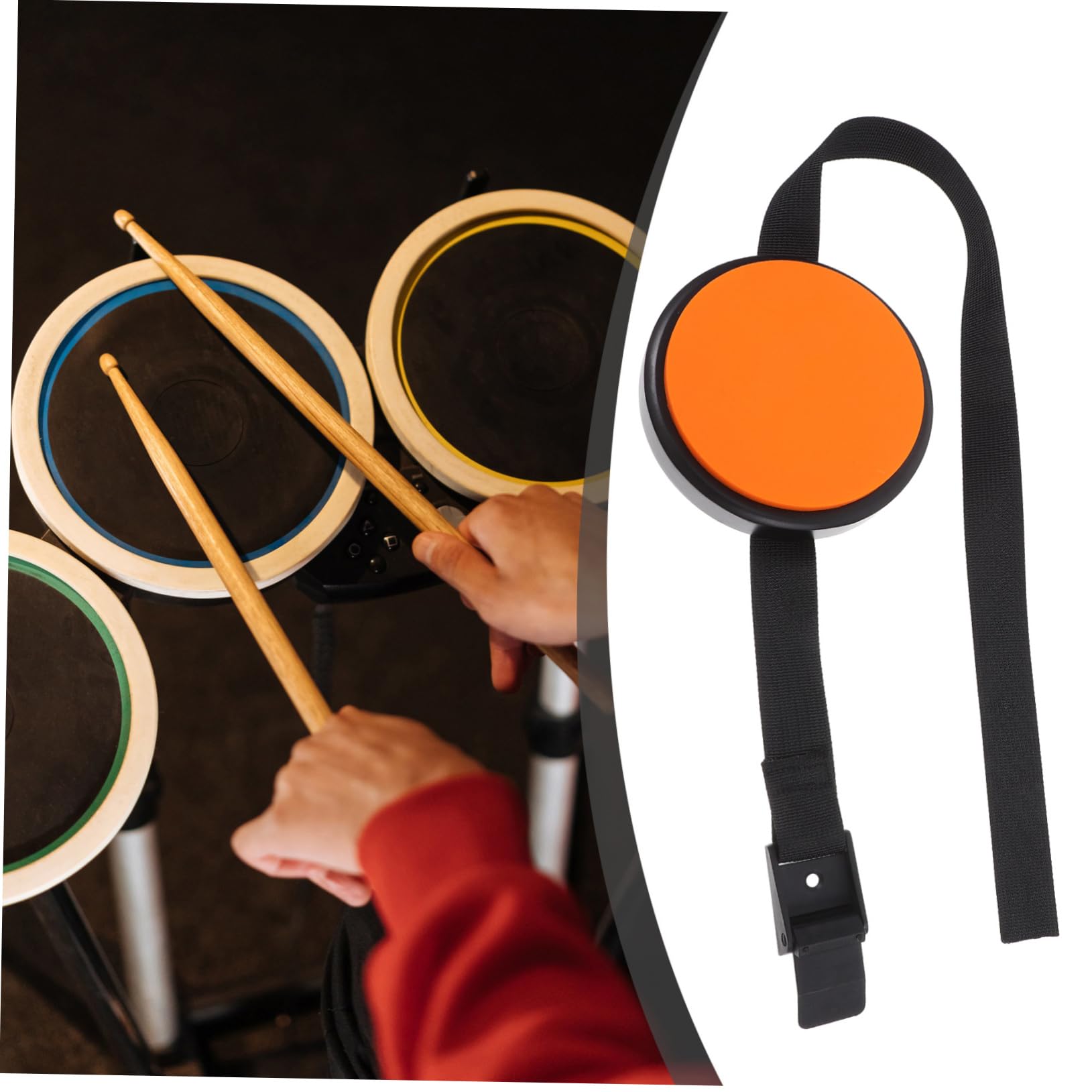Yardwe Almohadilla De Práctica Para Batería De Silicona Naranja Portátil Correa Ajustable, Pad De Batería Silencioso Para Uso Casa y Entrenamiento De Percusión