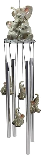 Miniatura 2 de Ebros Gift Figura de elefante de sabana y safari para la familia, corona, campanilla de viento resonante con elefantes trompetas, adornos para