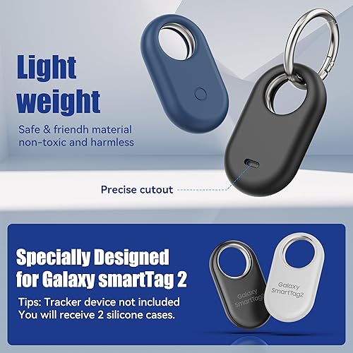 Miniatura 2 de Paquete de 4 fundas compatibles con Samsung Smart Tag 2, silicona con llavero Samsung Galaxy SmartTag2 de cuerpo completo, a prueba de golpes,