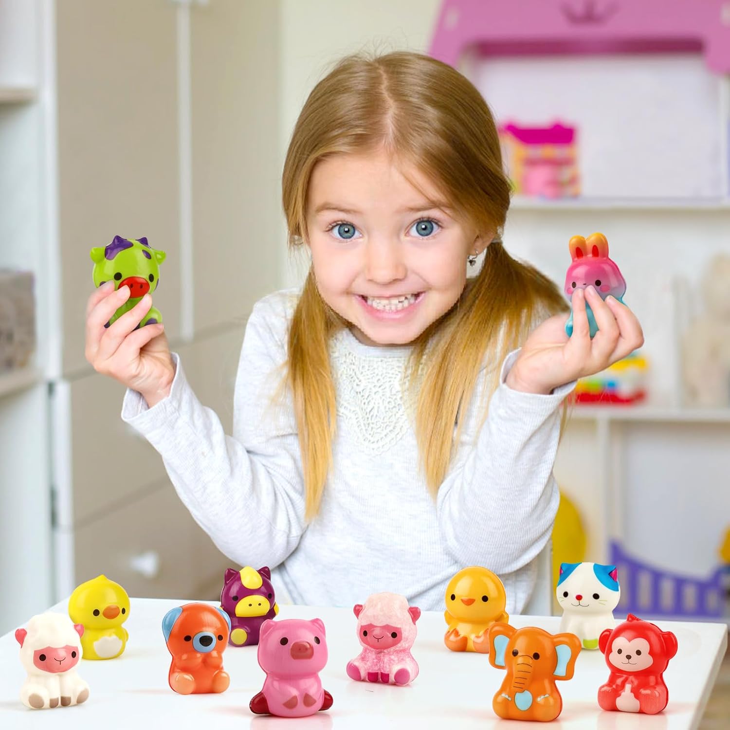 Hooqict 24 Pcs Animal Squishy Toys Slow Rising Squishies Party Favor Stress Balls Squeeze Animals Fidget Toys Desk Pets for Kids Classroom Birthday Goodie Bag Stuffers, Pinata Fillers, Carnival Prizes