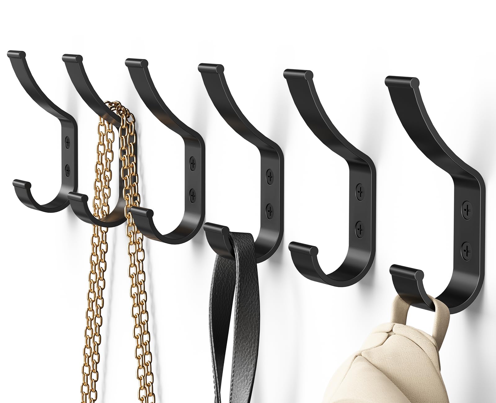 Optish 12 Pack Black Coat Hooks, Heavy Duty Individual Wall Mounted Hooks — image 1