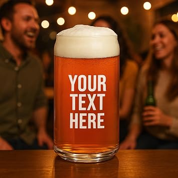 Personalized Beer Can Glass 16 oz, Custom Designs for Dad