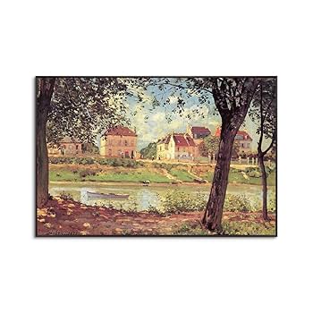 Alfred Sisley、セーヌ河、希少画集画、新品高級額、額装付 シスレー セーヌ川のほとり ジークレーポスター額装品