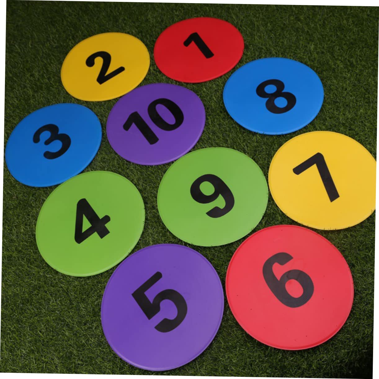 Garneck 10stücke Fußball Trainingsmarkierungsdiscs Sportgeräte Für Fußballtraining Nummerierte Marker Praktische Bodenmarkierungen Zufälligen Farben Für Trainer Und Athleten