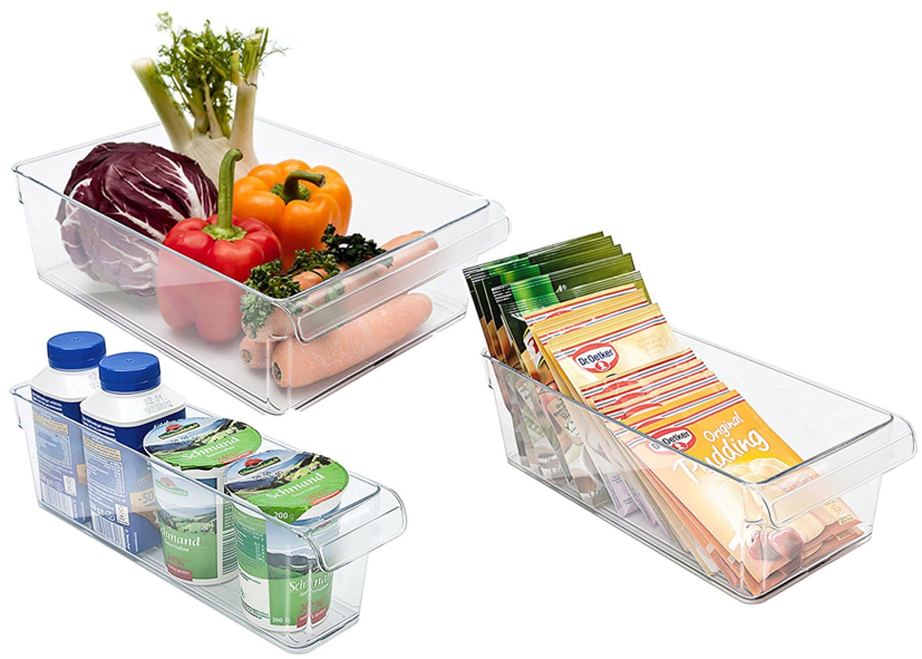 Rotho Kühlschrankorganizer Loft 3-teilig in transparent, Plastik, 45 x 35 x 25 cm Küche, Haushalt & Wohnen