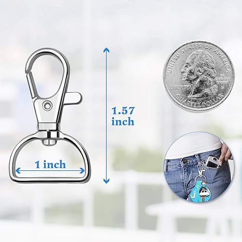 Miniatura 10 de anezus - 80 ganchos de clip para llavero, clip de anillo D para hacer llaves, fabricación de cordones, accesorios para bolso, manualidades (1