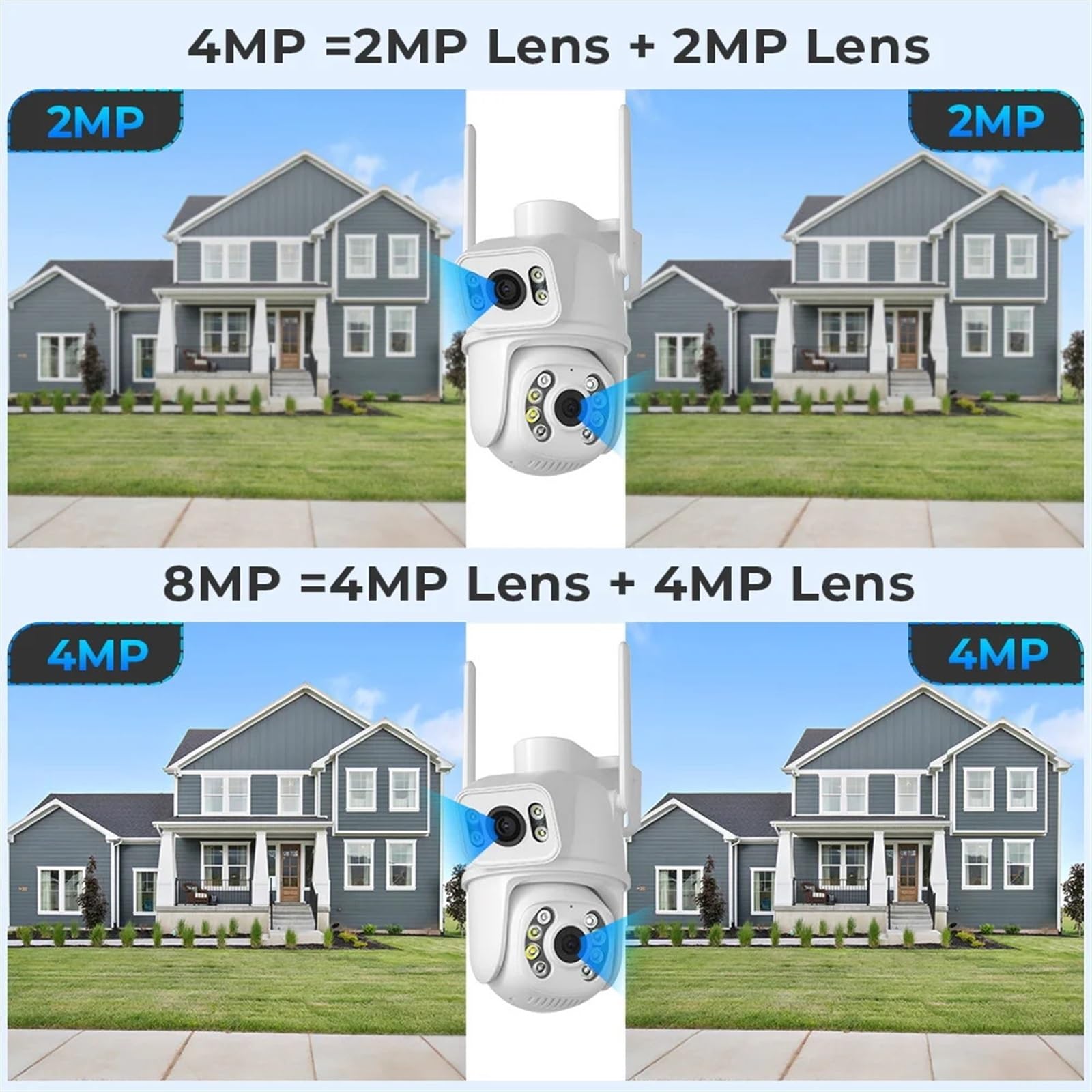 Caméra de sécurité, Caméra de Surveillance extérieure sans Fil PTZ 8MP 4K, Double Objectif, écran, détection Humaine AI, Suivi Automatique(4MP Add 128G SD Card)