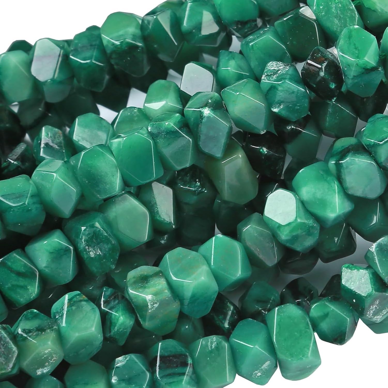 Prehnite - Perline sfuse in cristallo naturale, 6 x 11 mm, 38 cm, per la creazione di gioielli, bracciali, collane, color smeraldo, 6 x 11 mm, 38 cm