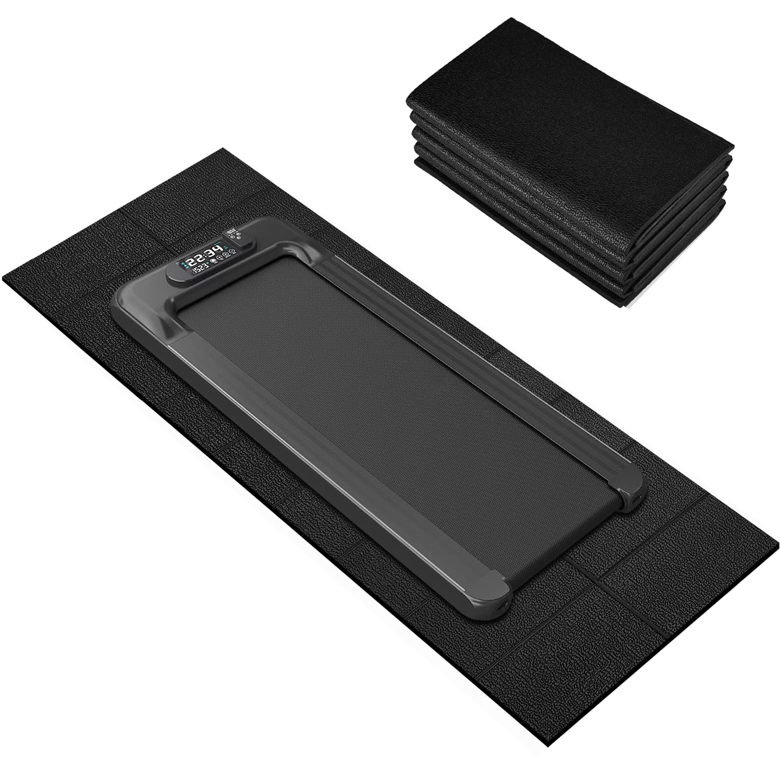 Treadmill Mat,70"x32",6mm Thickness Foldable Exercise Equipment Mat for Carpet Hardwood Floors, Compatible with Walking Pad,Spin Bike,Elliptical Trainer,Rowing Machine