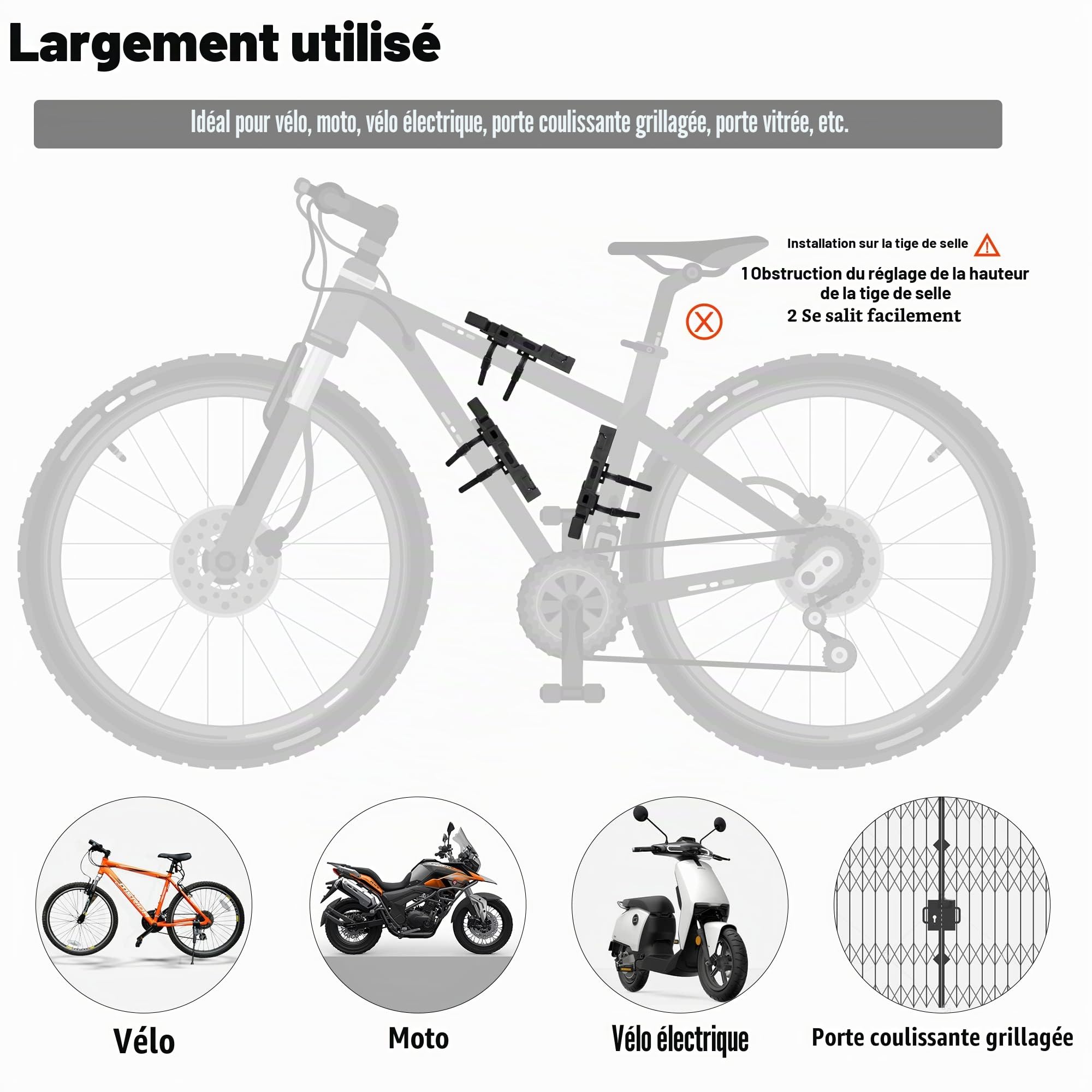 ValueMax Antivol Vélo Pliant, Serrure de Vélo Pliant Robuste | Extra Long 100cm, 6 Branches avec 2 Clés et Support de Montage pour Vélo/Moto/Scooter/Porte Pliable