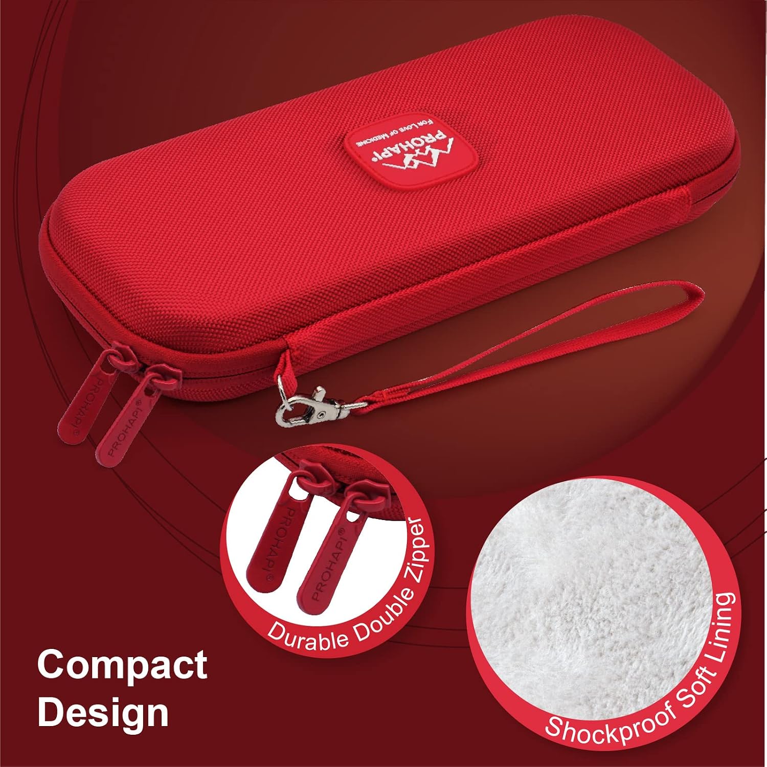 PROHAPI Hard Stethoscope Case, Lightweight Thin Stethoscope Holder Storage Pouch for Littmann Classic III, Lightweight II S.E, Cardiology IV, MDF Acoustica Deluxe Stethoscopes (Fire Red) image 4