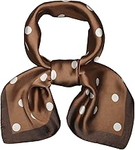 SOJOS Vintage Square Silk Neck Scarf Polka Dot Scarfs For Women 27'' x 27'' Neckerchief Grace with Brown Side with White Dot