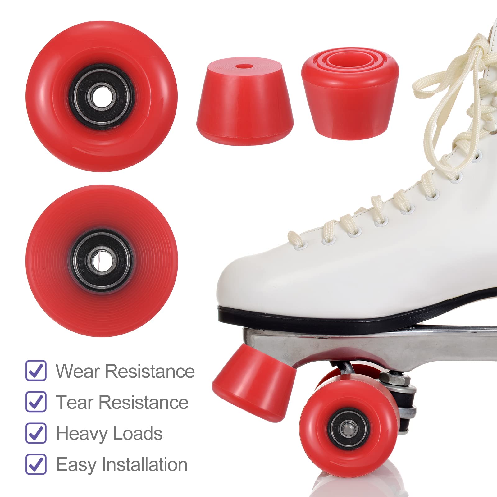 PATIKIL Patines Ruedas Juego, 58x32mm Patineta Ruedas con Rodamientos, Patineta Frenos, Rojo