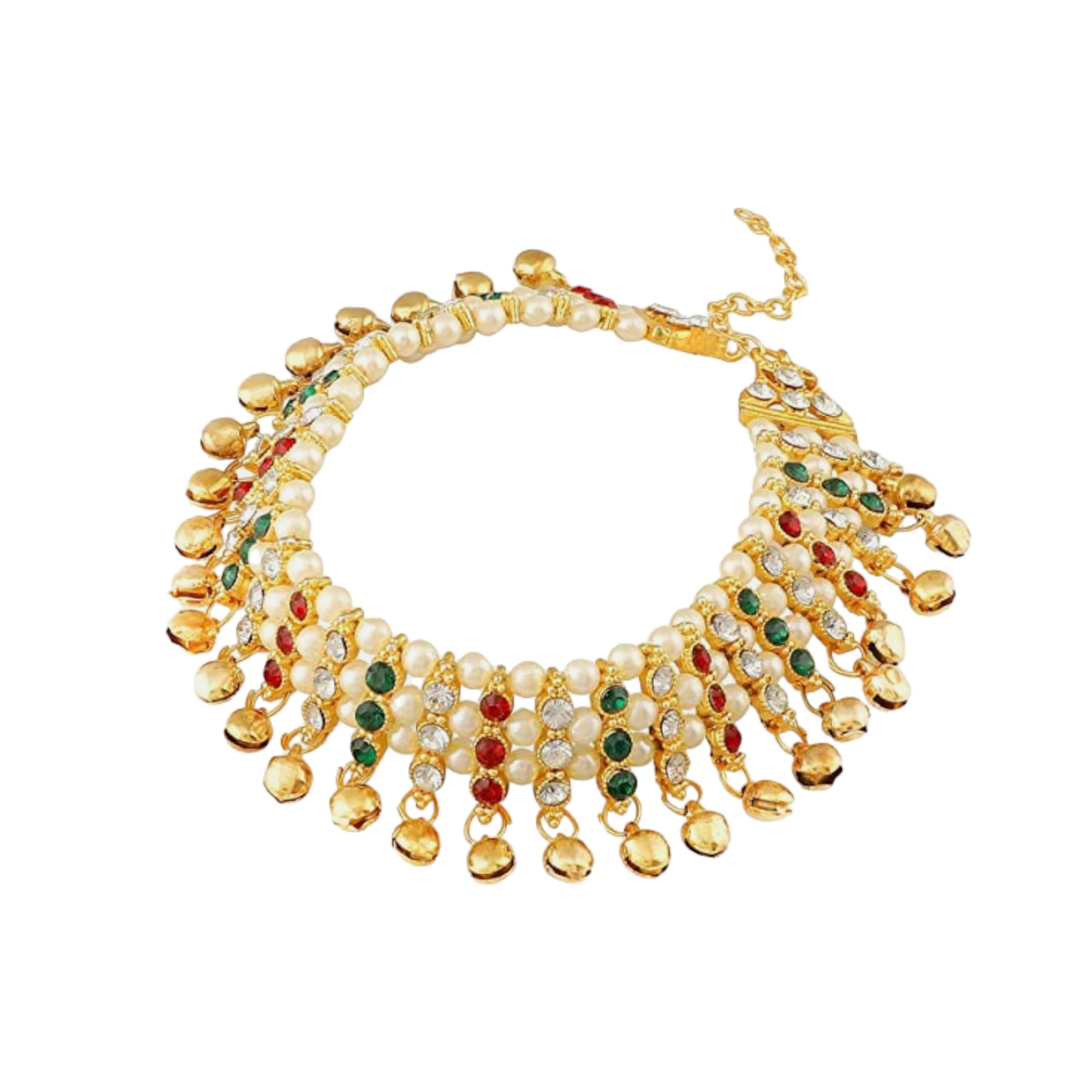 South Traditional Gold Plated Multi Color Ghungroo Payal | Pajeb | Multi Ghungroo Anklet Payal For Women & Girls (Pack of 2)-image-27