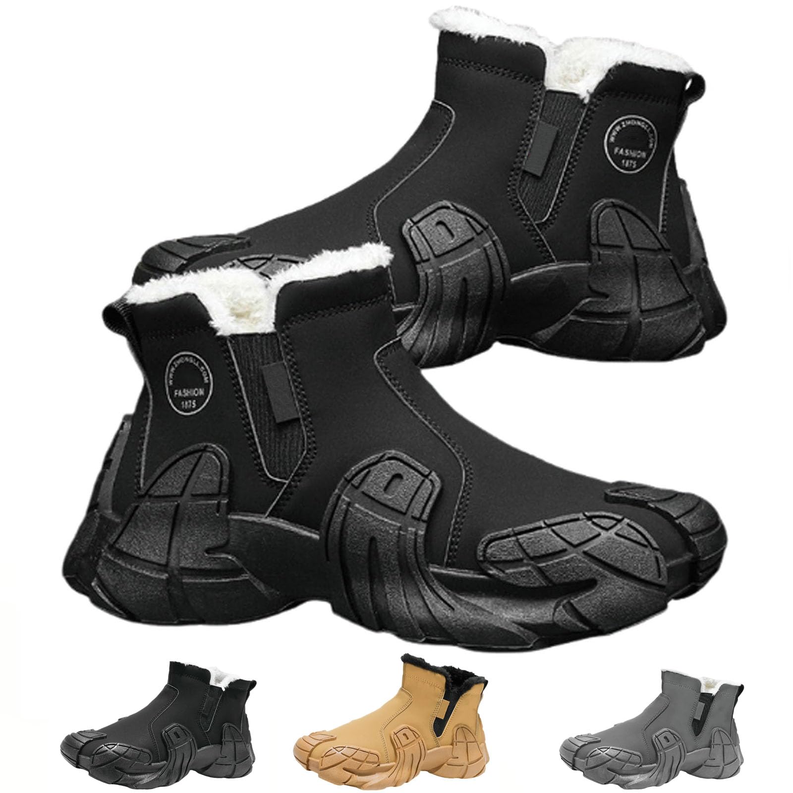 Thermal Boots for Men Women, Winter Fleeced Waterproof Boots, Warm Fleece Lining Non-slip Side Zip Design,Lightweight Comfort