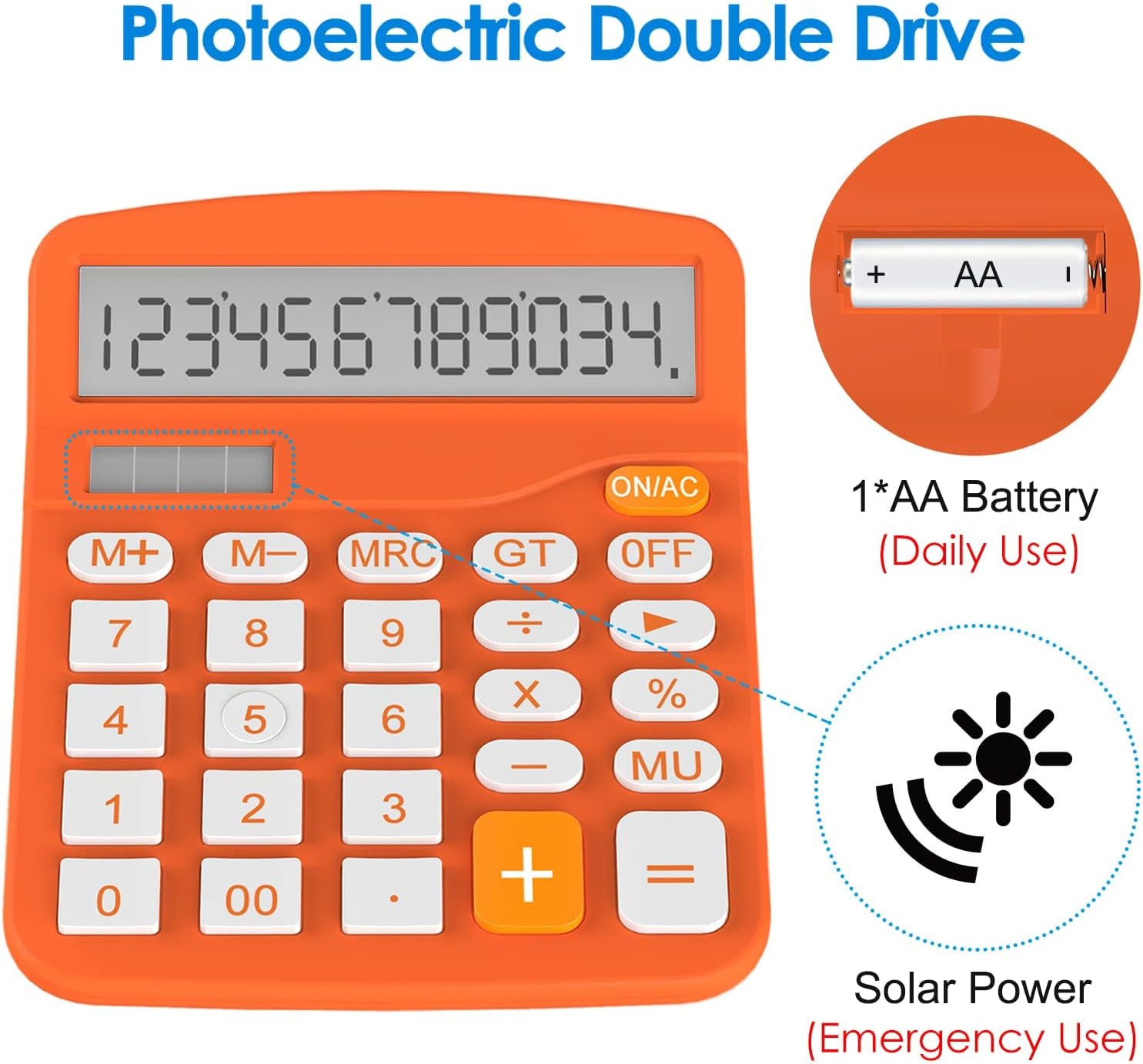 Helect Calculator, Standard Function Desktop Calculator (Orange)
