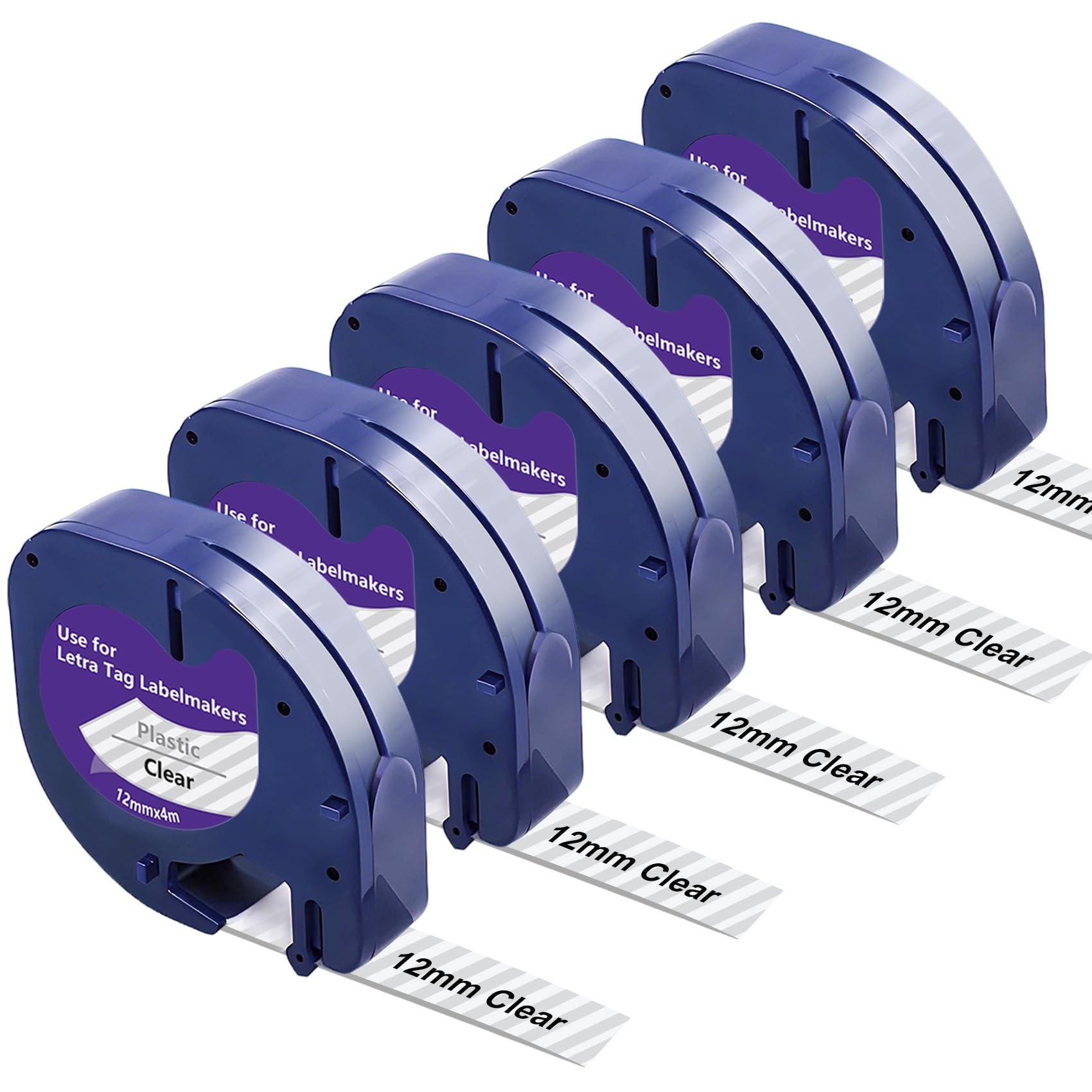 Compatible Label Tape Replacement for DYMO LetraTag Refills 16952 Transparent Label Tape Compatible with DYMO Label Maker, 12mm x 4m, Pack of 5-image-11
