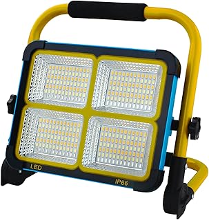 100W Baustrahler LED mit Stativ | 10000LM Tragbare Arbeitsleuchte | 16500mAh Akku mit USB-C & Solarladung | IP54 Wassergeschützt | 4 Lichtmodi | Für Werkstatt, Baustelle, Camping