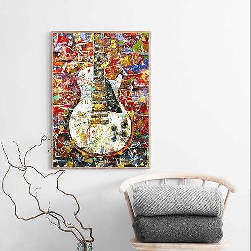 Miniatura 3 de QAZWSX Pintura de diamante 5D Guitarra Imagen de diamantes de imitación Bordado Mariposa Mosaico Paisaje Decoración del hogar 11.8x15.7 in