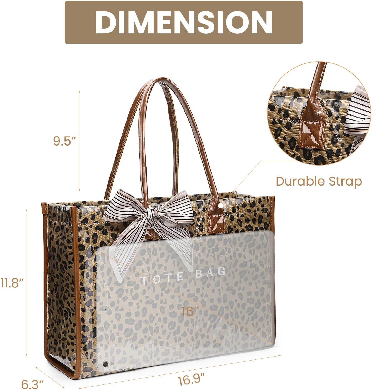 Lushandy PVC Tote Bag for Women, Large Plastic Tote Purse Work Kraft Paper Letter Print Shoulder Bag Carry All Hobo Handbag - Image 6