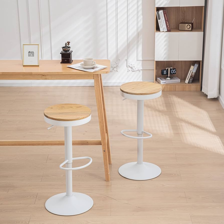 Amazon|Baolandeカウンターチェア 昇降式 木製 ラウンド 回転