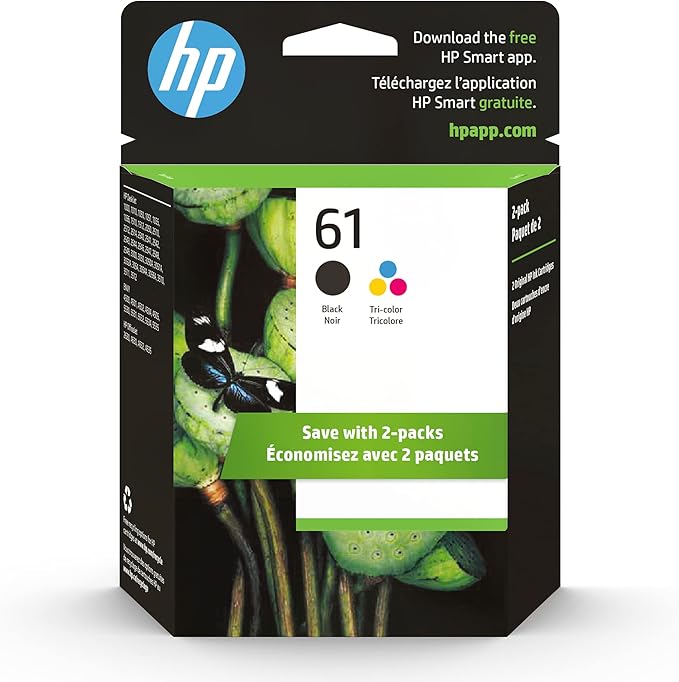 HP 61 2-Pack Original Ink Cartridges (Black + Tri-color)