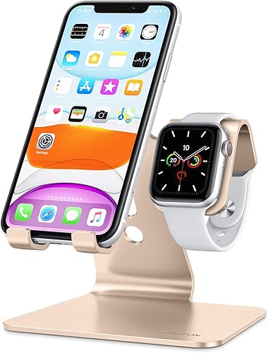 OMOTON - Soporte de escritorio universal 2 en 1 para iPhone y reloj Apple Watch Series 5, 4,3, 2 y 1 (de 38 mm, 40 mm, 42 mm y 44 mm)