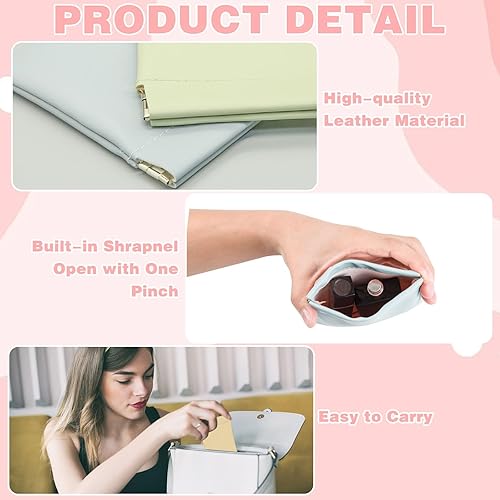 Miniatura 9 de CANIPHA Bolsa de cosméticos con bolsillo de piel de cordero, bolsa de maquillaje pequeña portátil impermeable, sin cremallera, pequeña bolsa de