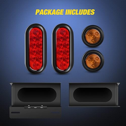 Miniatura 7 de Nilight Juego de 2 cajas de luz de acero para remolque con placa de matrícula LED de 6 pulgadas, luces traseras rojas ovaladas de 2 pulgadas, luces