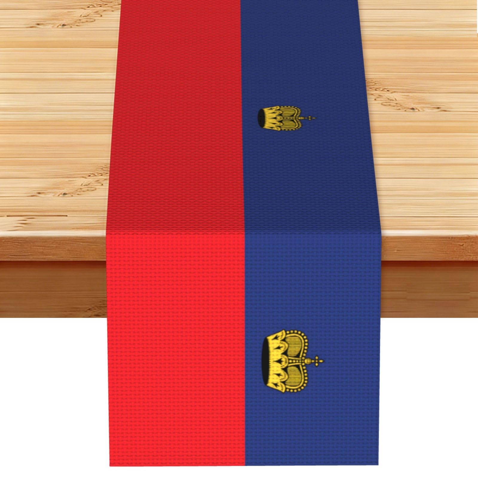 Flag of Liechtenstein Table Runner 13x72 Inch Dining Decor