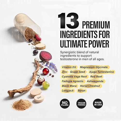 Miniatura 5 de Apoyo de testosterona para hombres  Suplementos masculinos para mejorar y píldoras de vitalidad  Suplemento de testosterona para hombres con