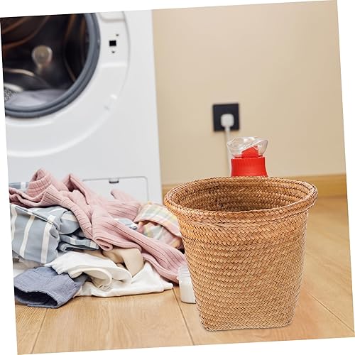 Miniatura 8 de NUOBESTY Bote de basura de mimbre, cesta de basura de ratán, macetas de jacinto, cesta de almacenamiento tejida para oficina en casa
