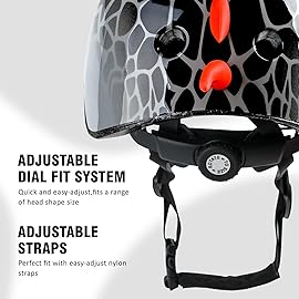 Infant Toddler Bike Helmet, Adjustable and Multi-Sport for Child Baby, 3 Sizes for Kids Boys Girls (Black Dinosaur, XS)