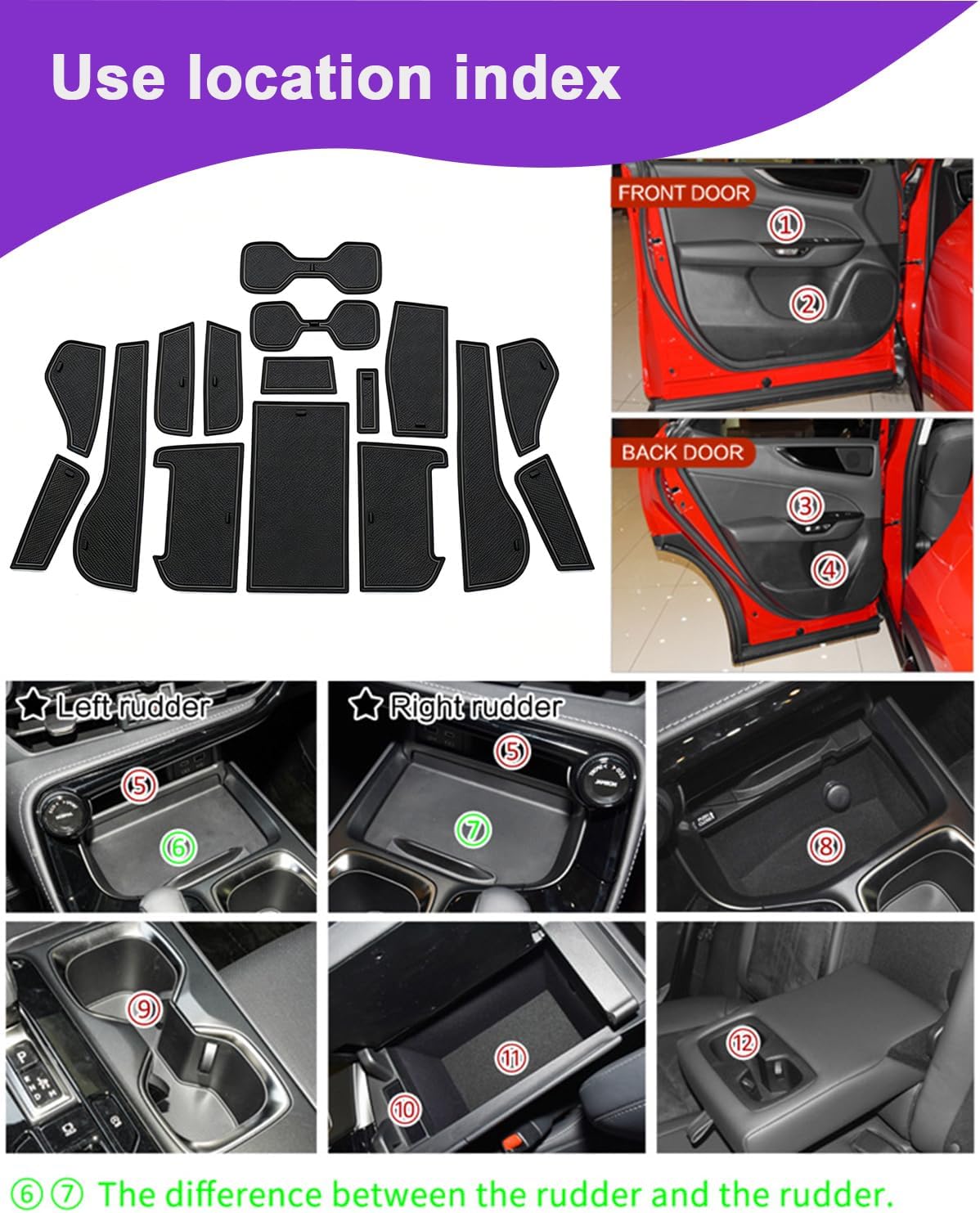 Center Console Insert Mats for Lexus NX 2022-2026 16Pcs Black